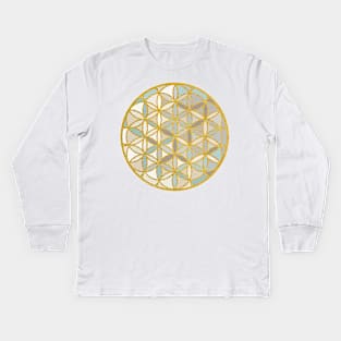 Sacred Geometry-Flower Of Life-Blues Kids Long Sleeve T-Shirt